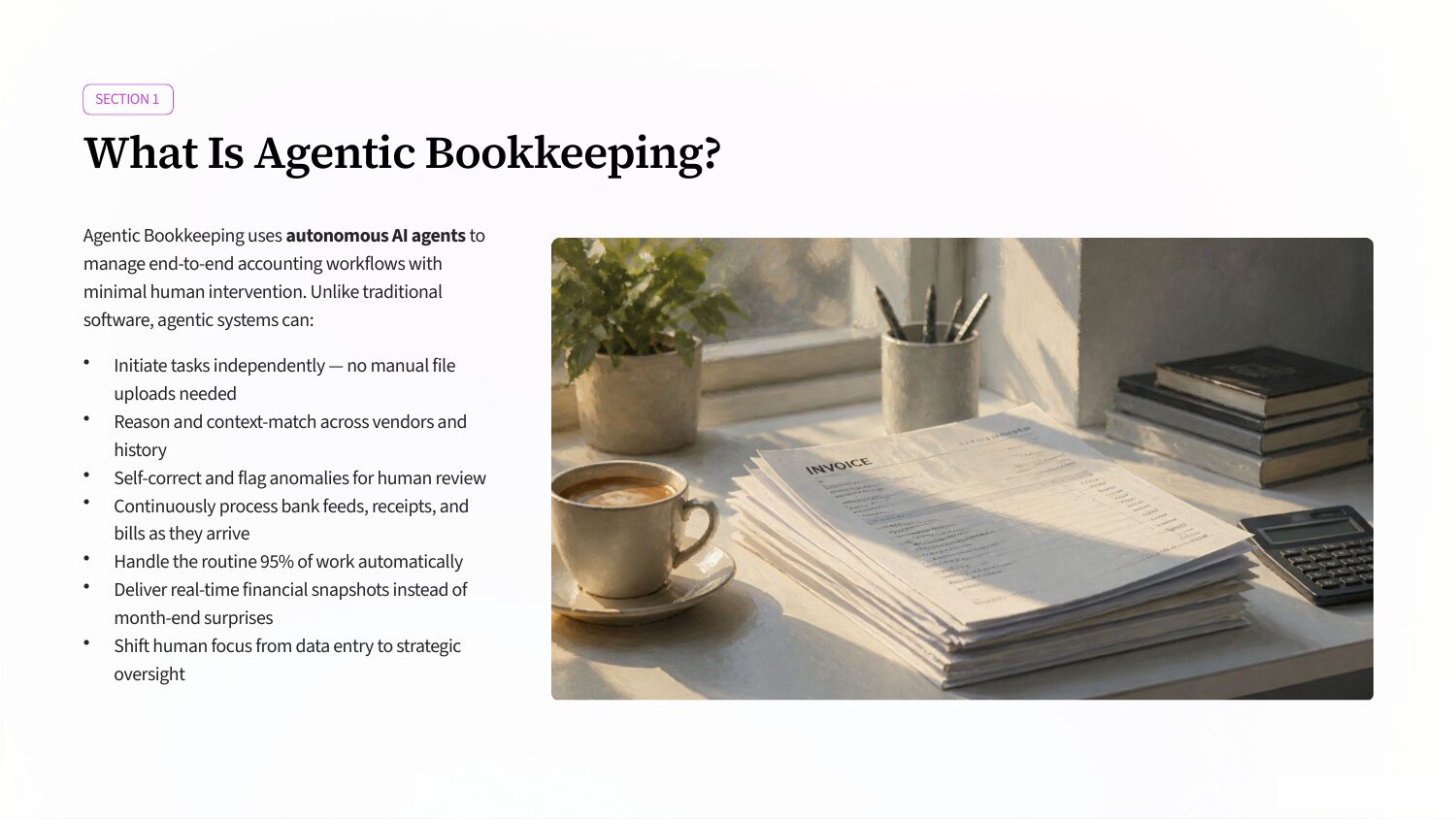 Slide 2: Section 1, What Is Agentic Bookkeeping?